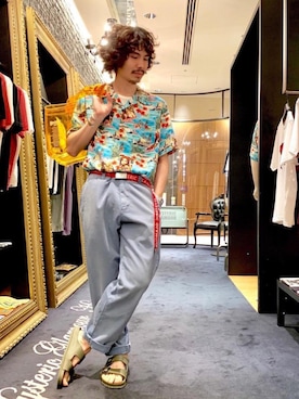 「HYSTERIC GLAMOUR（ヒステリックグラマー）のLOGO テープベルト（ベルト）」を使った、ikechanさん（メンズ・171cm）の夏コーディネート