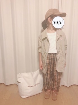 「西松屋（ニシマツヤ）のアイテム（キャップ、ブラウン系）」を使った、momii☆*さん（キッズ・135cm）の秋コーディネート