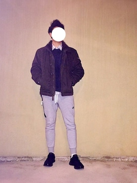 「NIKE（ナイキ）のアイテム（パンツ）」を使った、Xさん（メンズ・190cm）の冬コーディネート
