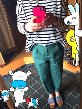 「UNIQLO（ユニクロ）のコットンテーパードアンクルパンツ（丈標準64cm）（その他パンツ）」を使った、KiKiKi2451さん（レディース・151cm）の春コーディネート
