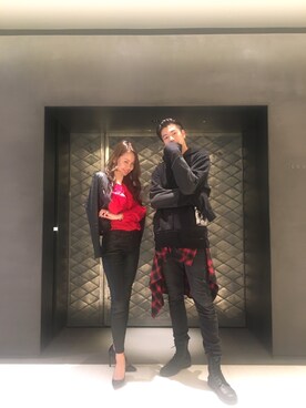 「DIESEL（ディーゼル）のアイテム（デニムジャケット、ブラック系）」を使った、yumemeさん（レディース・165cm）の秋コーディネート
