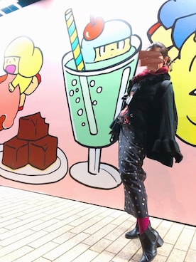 「アイテム（ポンチョ）」を使った、お花さんさん（レディース・157cm・30代）の春コーディネート