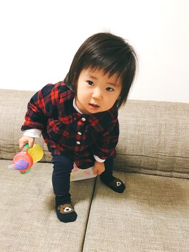 「OSHKOSH（オシュコシュ）のアイテム（パンツ）」を使った、rInc.さん（キッズ・70cm）の秋コーディネート