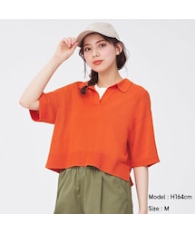 GU（ジーユー）の「スキッパーポロセーター(半袖)（半袖）」