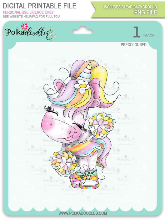 Cheer - Sparkle Unicorn COLOUR digi stamp download