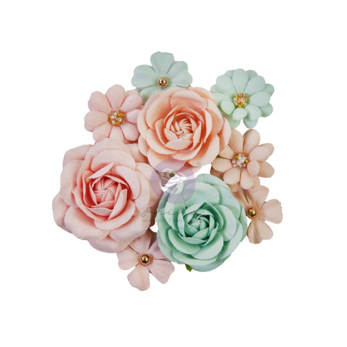 Prima - Mulberry Paper Flowers 9/Pkg - Miel - Corazon (FG658779)