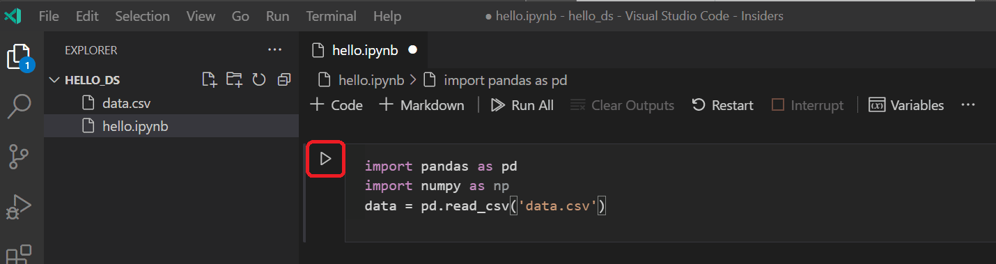 Running a Jupyter notebook cell