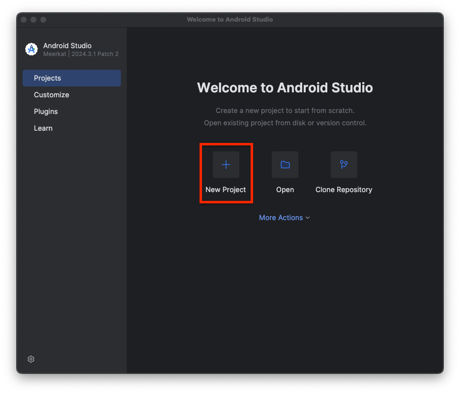 Android Studio Welcome
