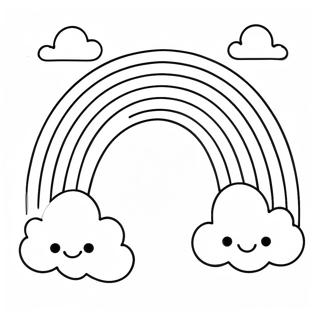 Kleurige Regenboog Met Wolken Kleurplaat 101-91
