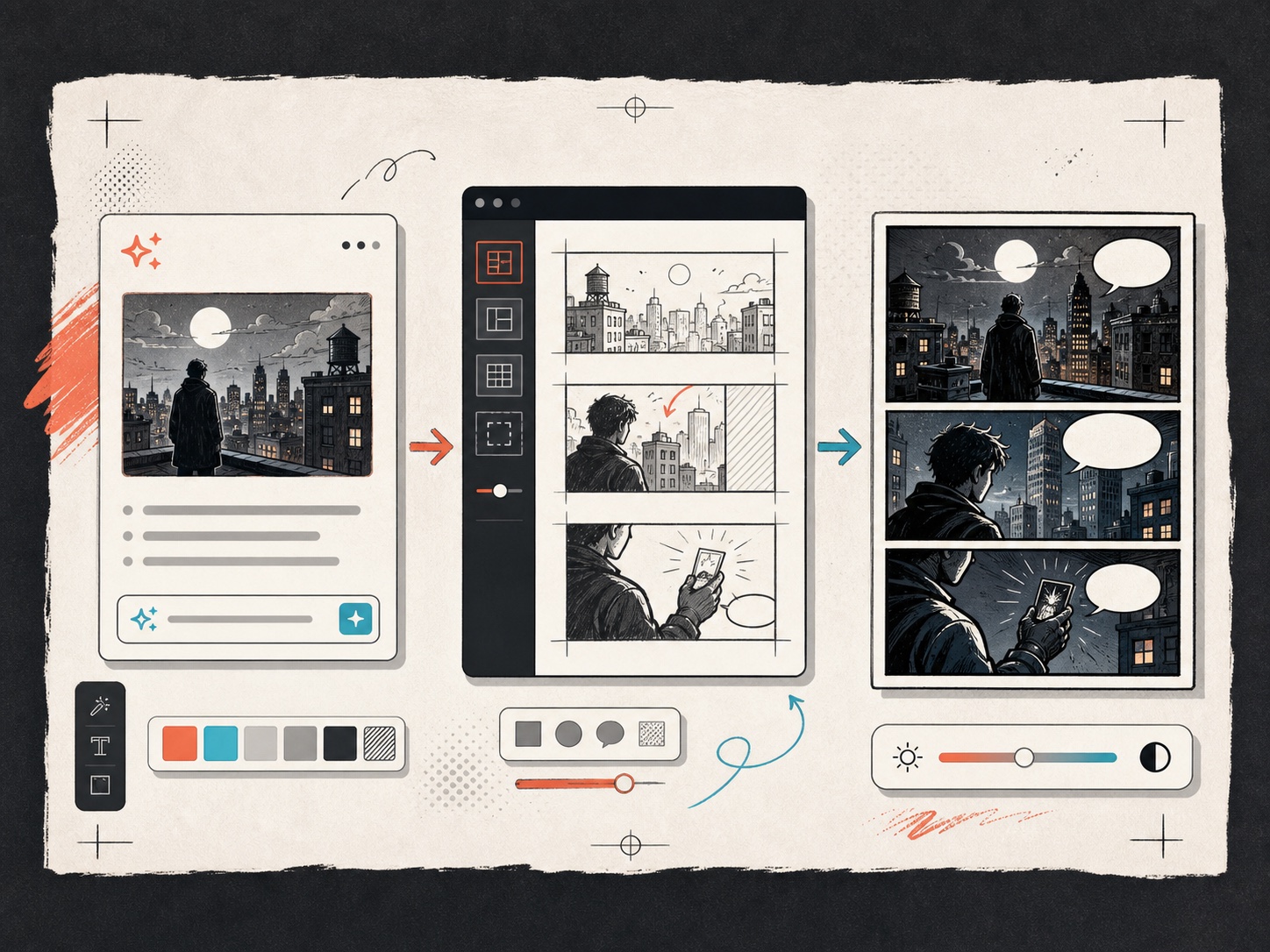 Comic book page planning workflow preview