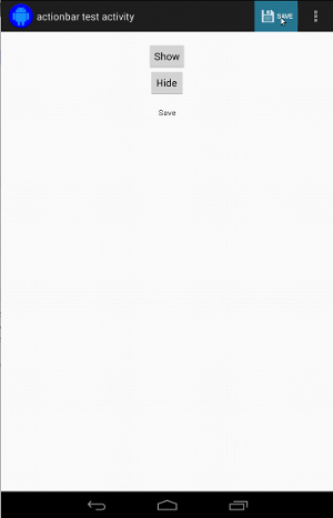 The save button is on the action bar, at the top of the activity