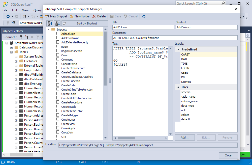 Snippets Manager