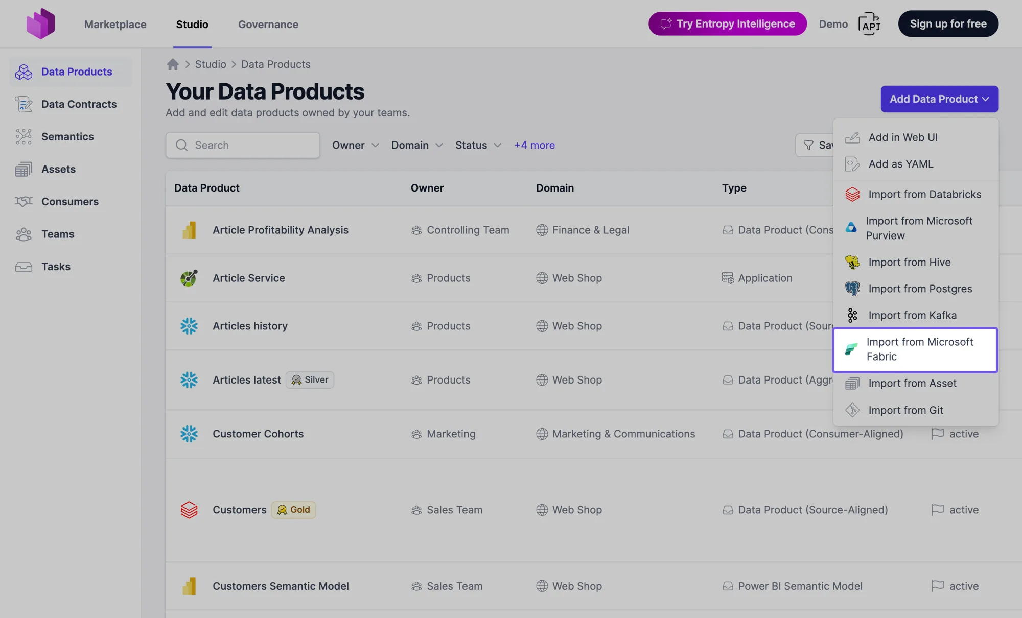 Import from Microsoft Fabric