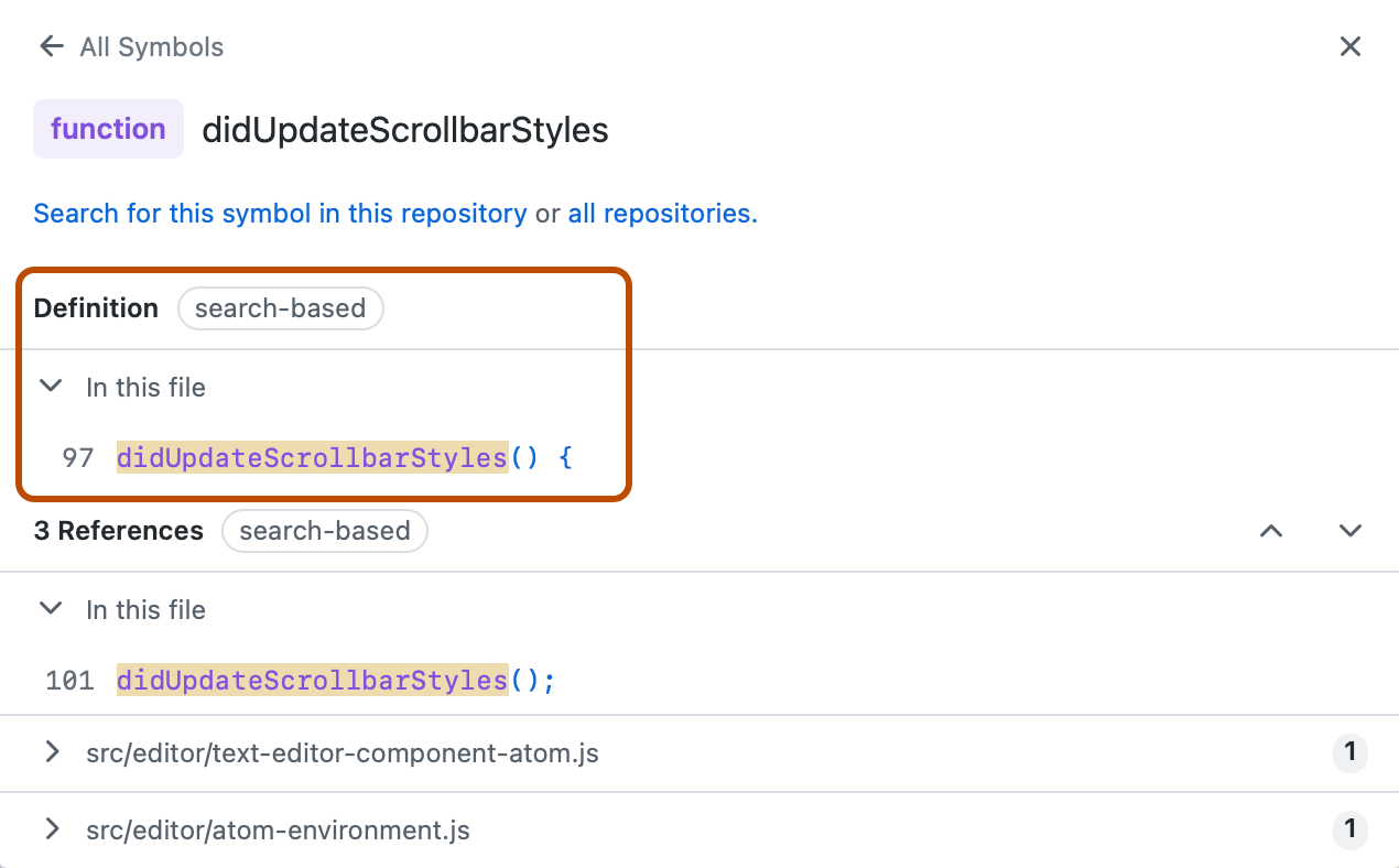 Screenshot of the function window. A section, titled "Definition," is outlined in dark orange.