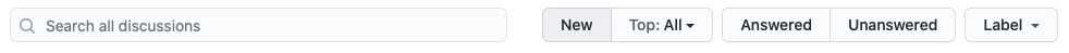 Screenshot of the search bar and buttons for filtering discussions.