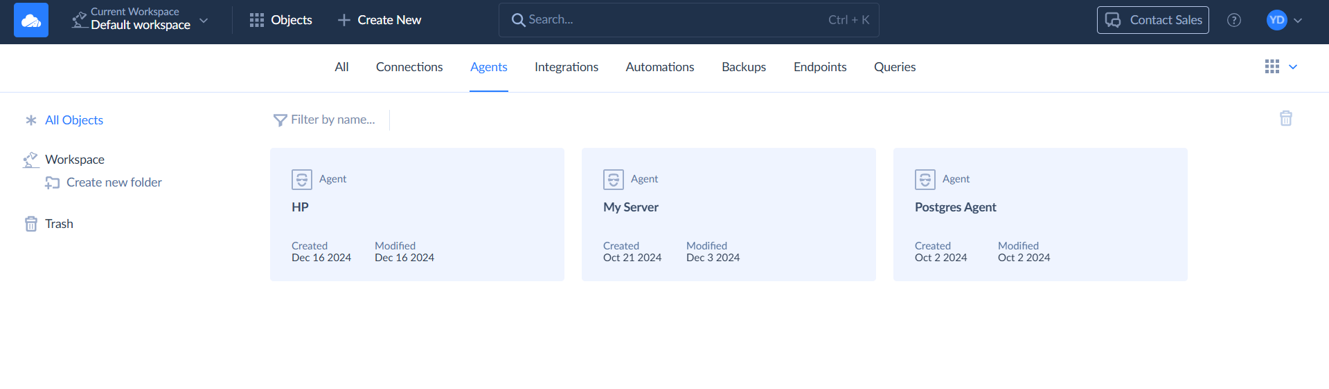 Agents in the object list