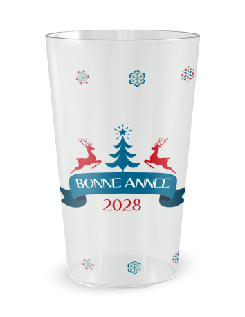 Gobelet transparent de face - Renne de Noël - Ecocup