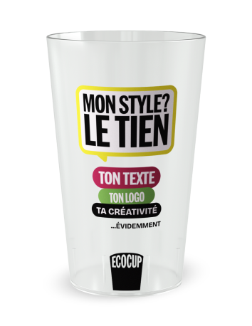Gobelet Blanc de face - Personnalisé par vos soins - Ecocup 2