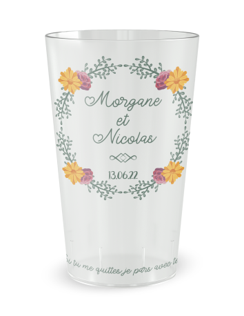 gobelet transparent personnalisé mariage couronne humour, vue de face
