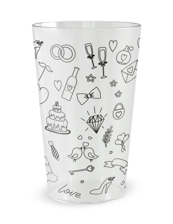 Gobelet transparent de face - mariage dessins à la main - Ecocup