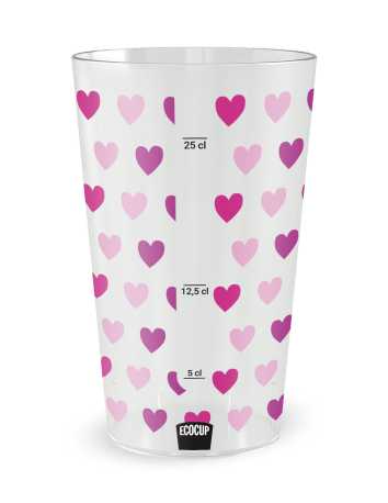 Gobelet transparent - Prénom - mariage coeurs love - Ecocup 2