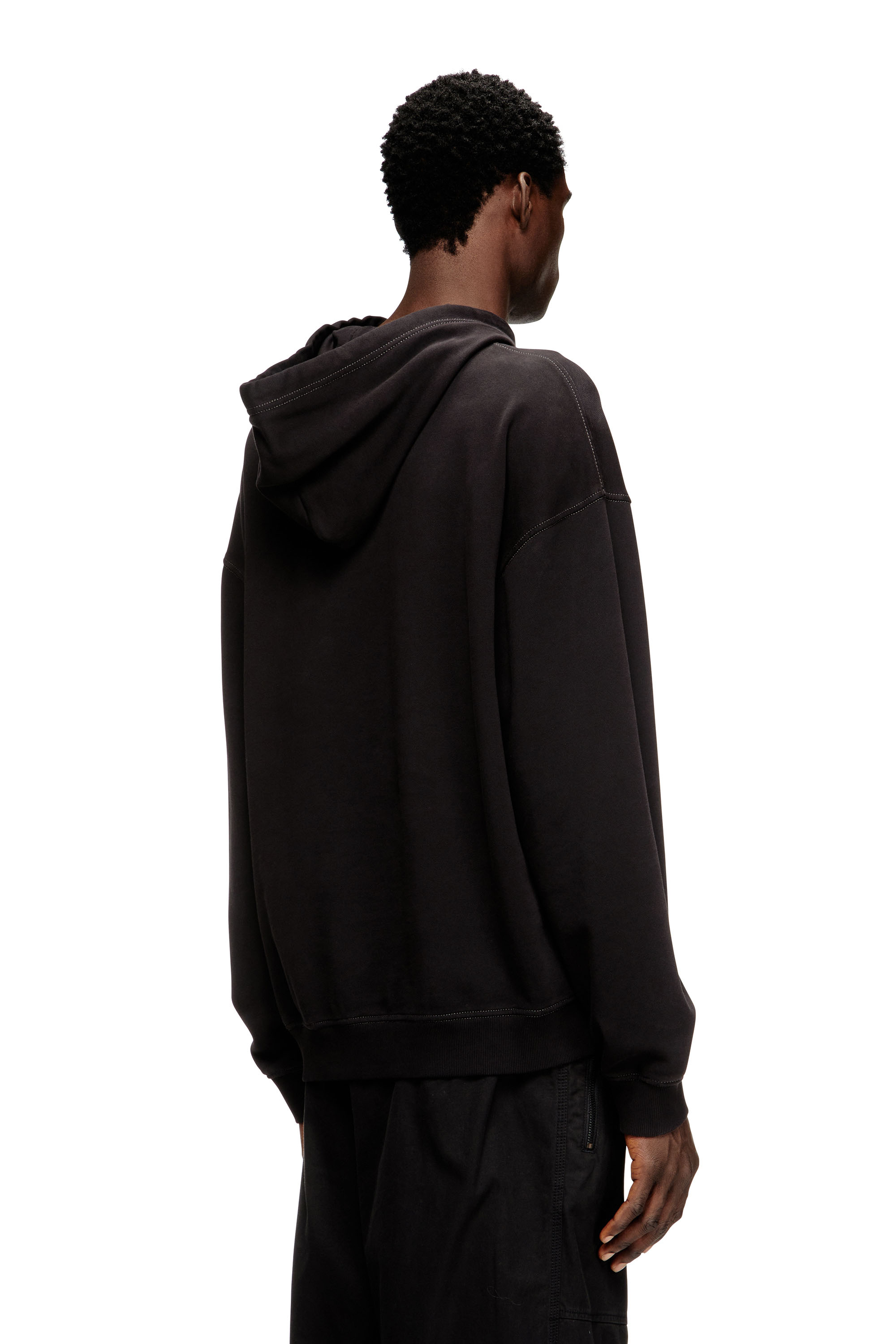 Diesel - S-BOXT-HOOD-V2, Sudadera con capucha de algod&oacute;n con estampados grabados con l&aacute;ser Hombre in Negro - 4