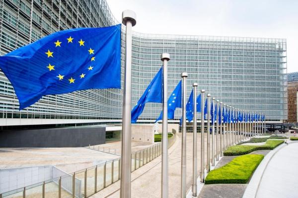 European flags in front of the Berlyamont building
