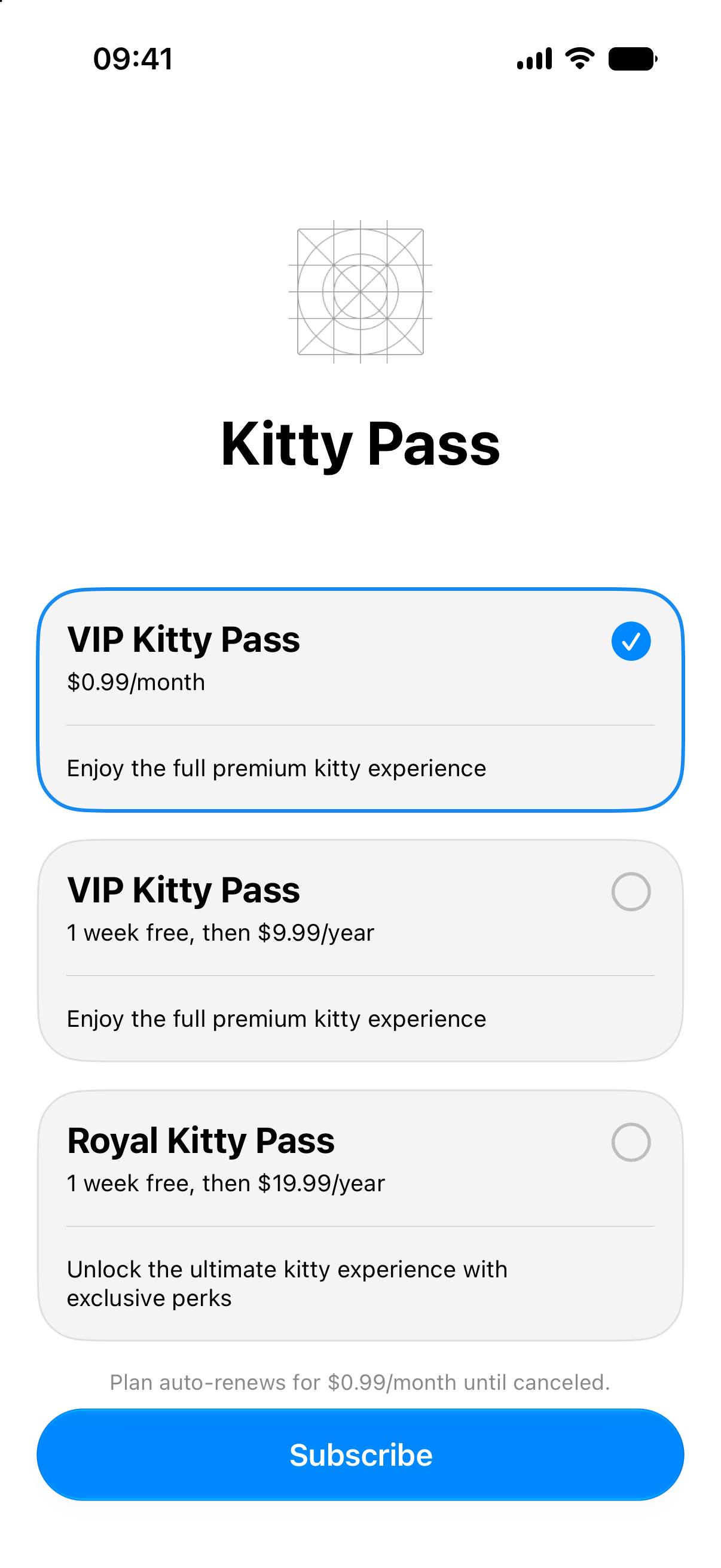 Group Subscription Store View - iOS on iPhone - Portrait - Liquid Glass - Light Mode - Preview