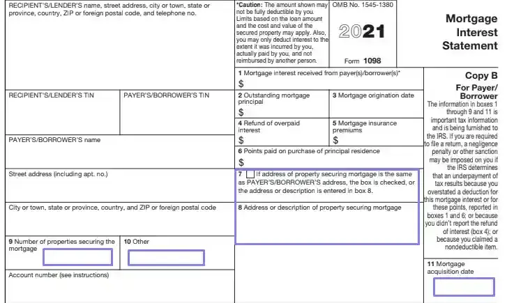 step 12 write the address of the property that secures your mortgage filling out an irs form 1098