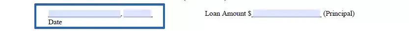 Signing date specification section of Florida promissory note