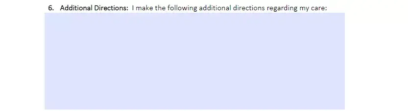 Part for other instructions and wishes of Washington living will document
