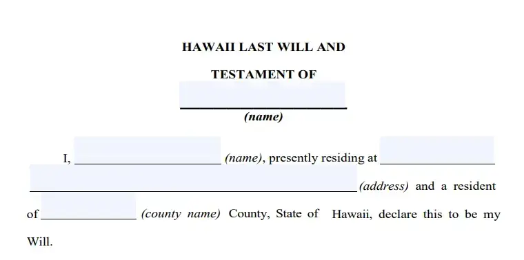 step 2 filling out a hawaii last will form