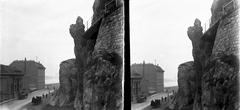 Magyarország, Budapest I., kilátás a mára megszünt Alsóhegy utca torkolatától a Rudas fürdő és a Duna felé. A felvétel 1894-ben készült., 1900, SZTFH Földtani Szolgálatának gyűjteménye, Eötvös Loránd, sztereófotó, szikla, terméskő, hegyoldal, Budapest, Fortepan #303149