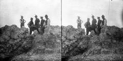 A felvétel 1900 előtt készült., 1900, SZTFH Földtani Szolgálatának gyűjteménye, Eötvös Loránd, kalap, sztereófotó, szikla, mellény, ing, sziklamászás, hegymászás, Fortepan #303189
