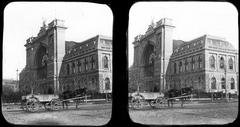 Magyarország, Budapest VIII., Baross tér, Keleti pályaudvar. A felvétel 1900 előtt készült., 1900, SZTFH Földtani Szolgálatának gyűjteménye, Eötvös Loránd, Best of, lovaskocsi, eklektikus építészet, Rochlitz Gyula-terv, pályaudvar, MÁV, Budapest, Fortepan #303264