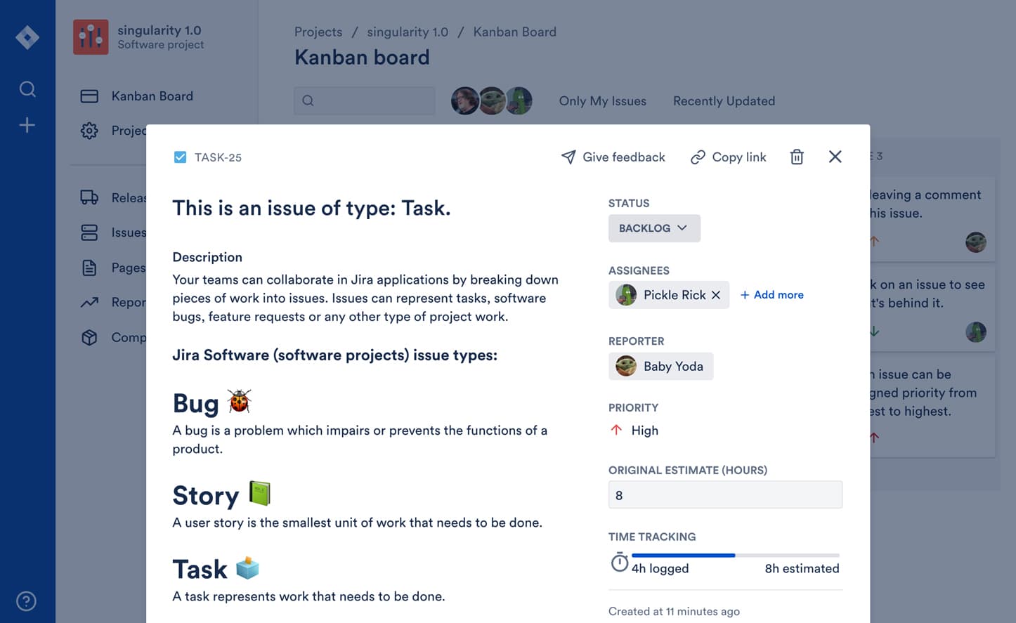 Jira clone app screenshot
