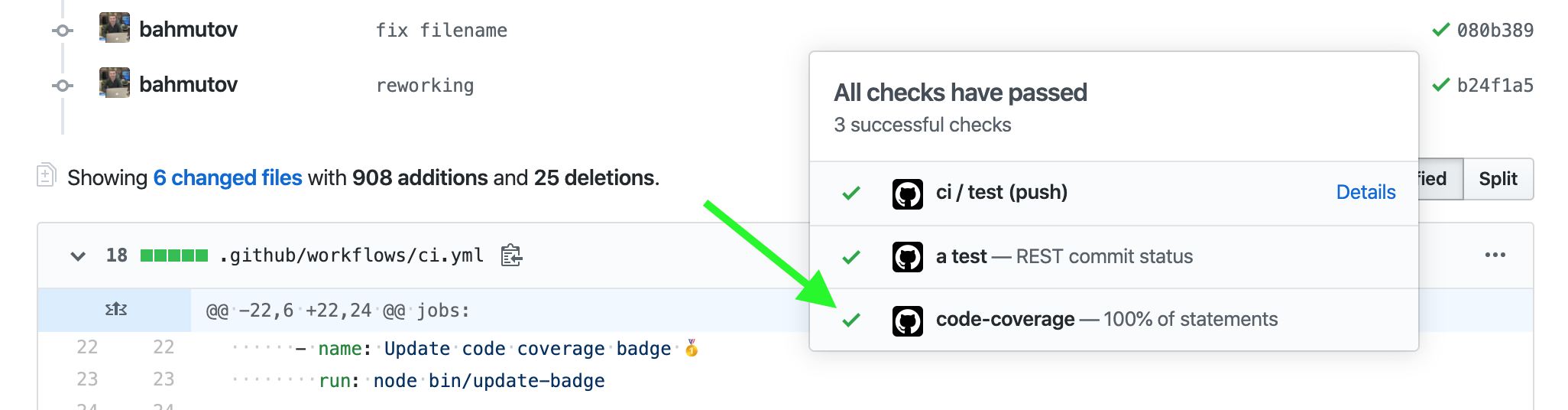 Commit status check