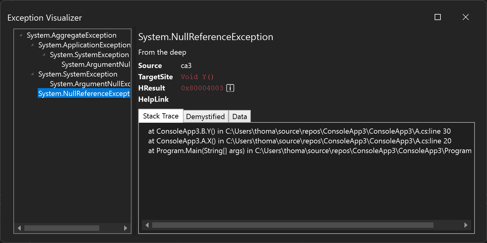 Exception Visualizer