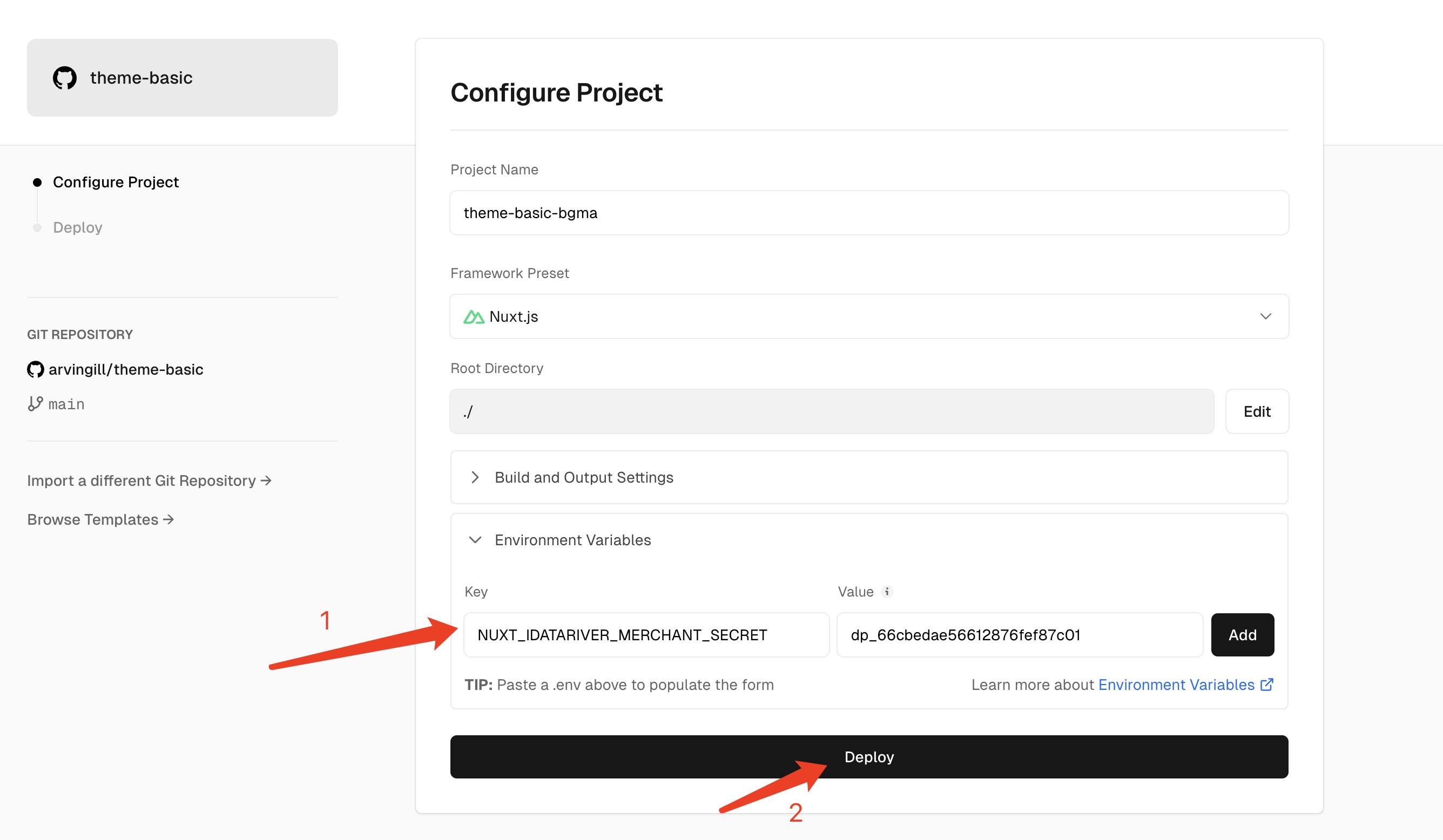 vercel deployment project