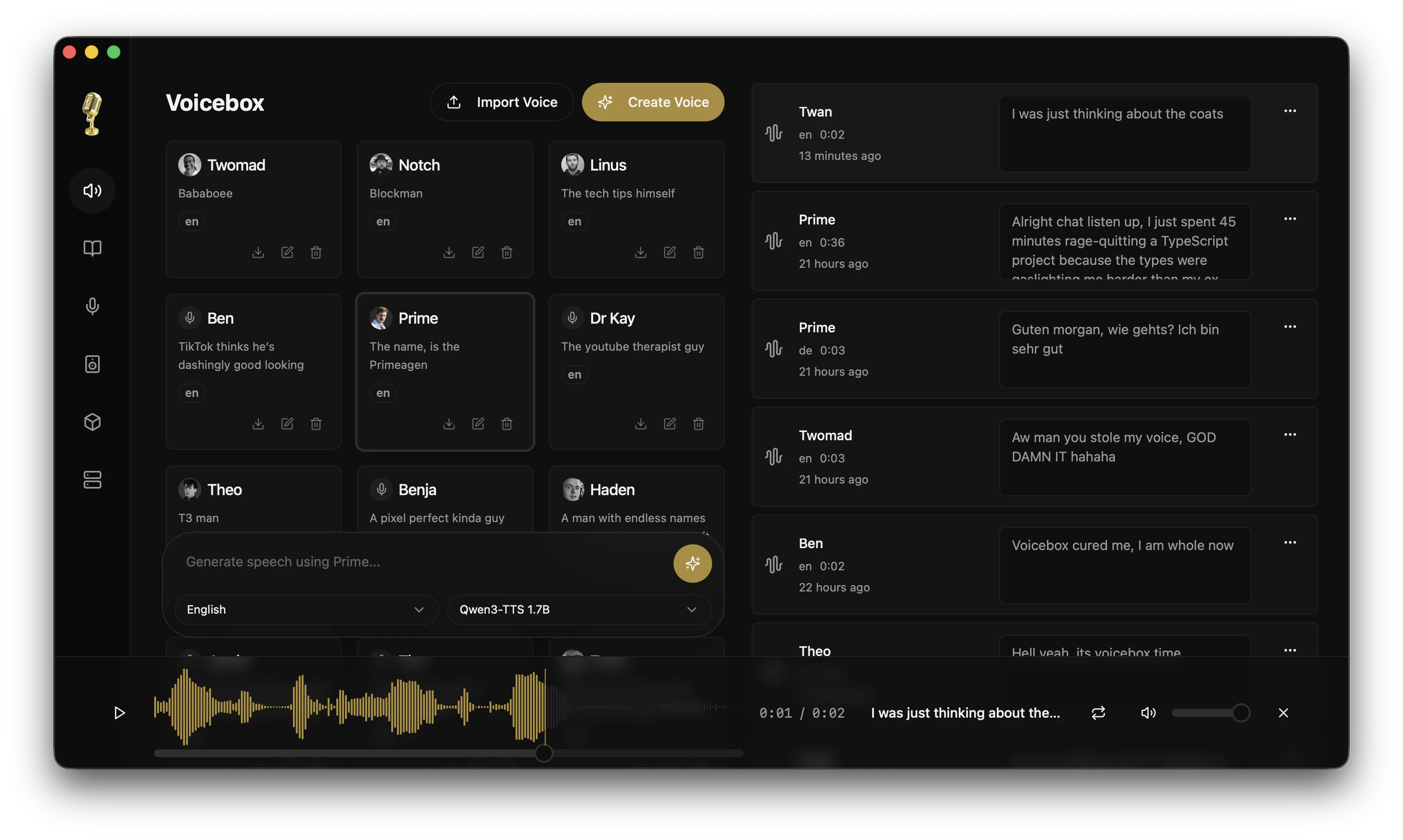 Voicebox App Screenshot