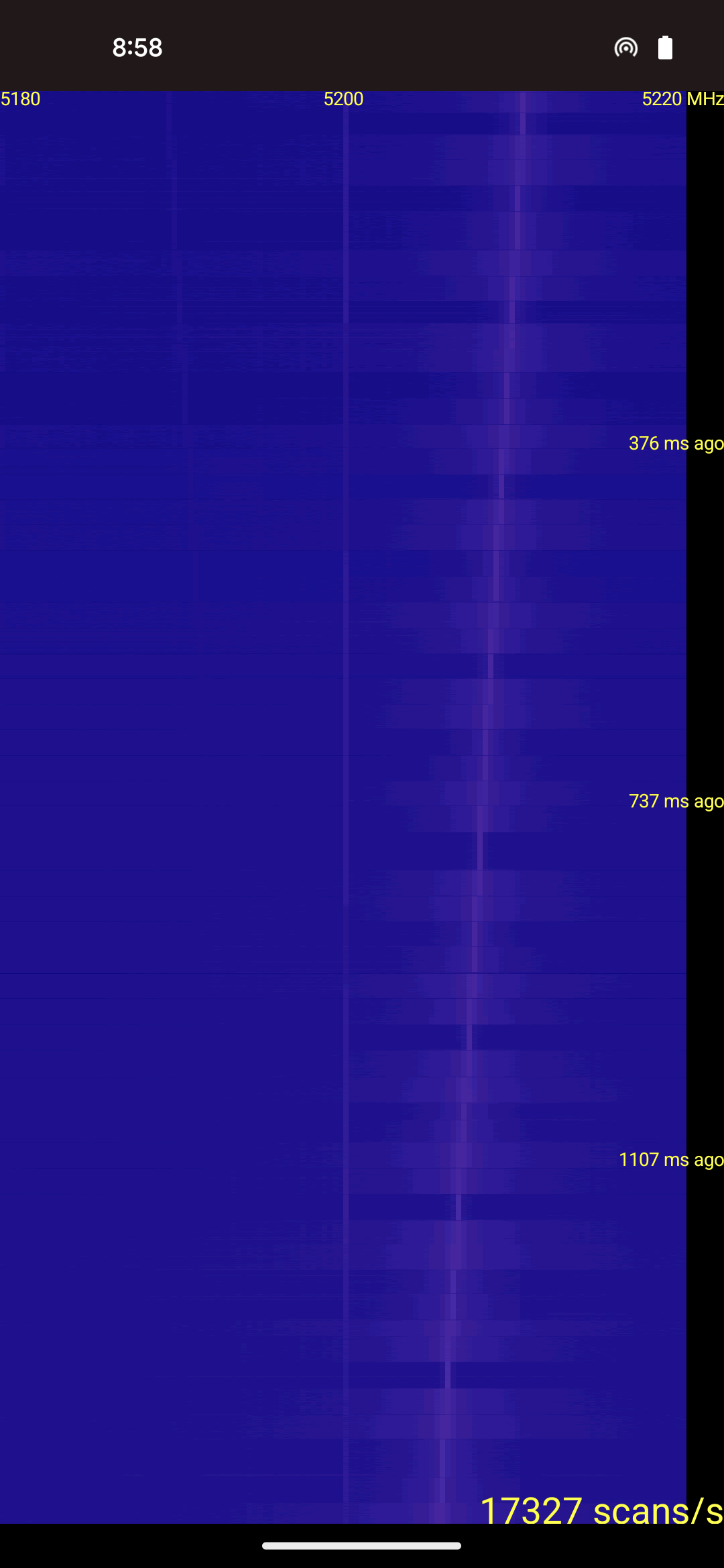 A screenshot of the app in the presence of frequency sweeps.