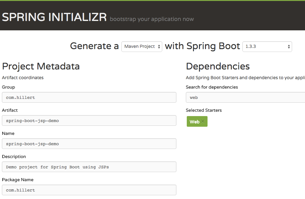 Create starter project using spring initializr