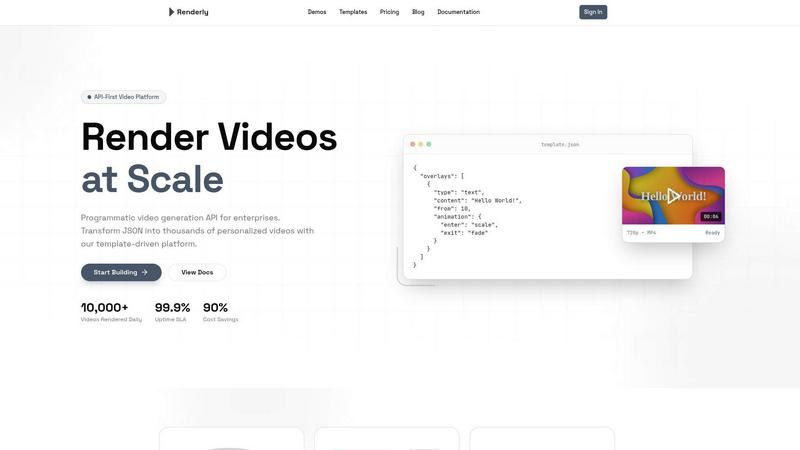 Renderly application interface and features