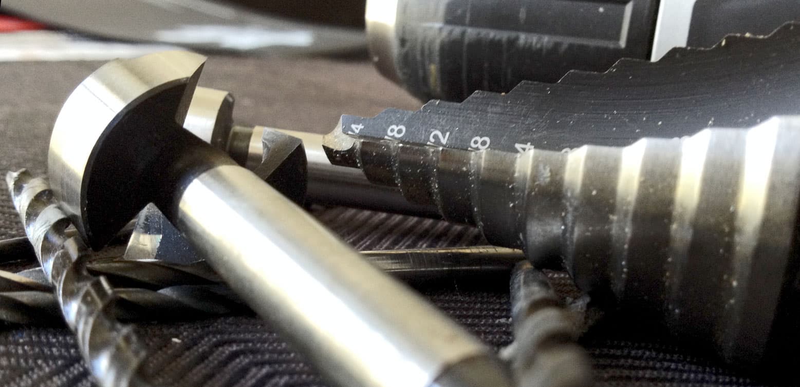 A random assortment of different kinds of drill bits.