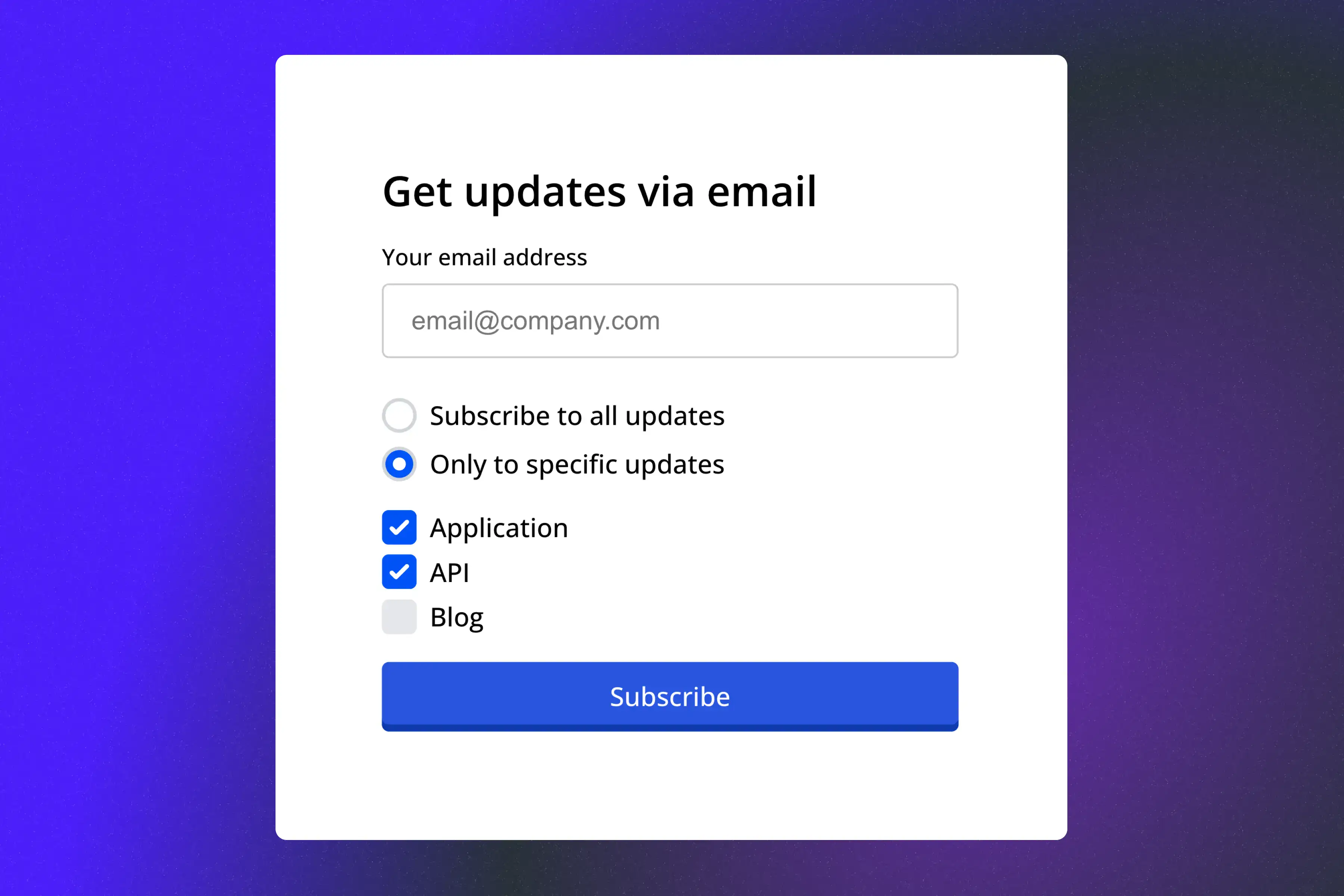 Granular status page notifications