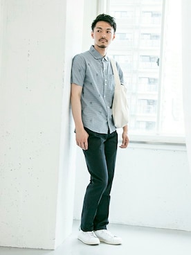 「URBAN RESEARCH（アーバンリサーチ）のHAGAN GARMENT POETS×UR SHORT SLEEVE CHECK SHIRTS（シャツ/ブラウス、その他）」を使った、takuさん（メンズ・177cm）の夏コーディネート