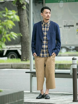 「URBAN RESEARCH（アーバンリサーチ）のUR 2WAY STRETCH ノ―カラーJKT（その他アウター、ブルー系）」を使った、takuさん（メンズ・177cm）の秋コーディネート