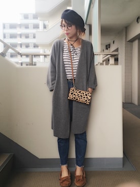 「Minnetonka（ミネトンカ）のアイテム（モカシン/デッキシューズ）」を使った、Rabi*さん（レディース・158cm）の秋コーディネート