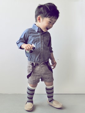 「babyGAP（babyGAP）のアイテム（モカシン/デッキシューズ）」を使った、Kana くんさん（キッズ・80cm）の秋コーディネート