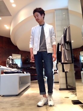 「アイテム（MA-1）」を使った、OMIさん（メンズ・180cm）の夏コーディネート